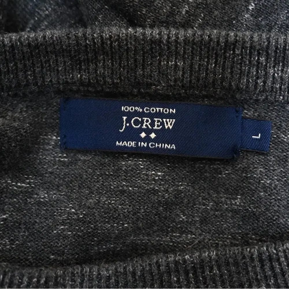 J. Crew Mens 100% Cotton Crew Neck Sweater in Gray Size Large
